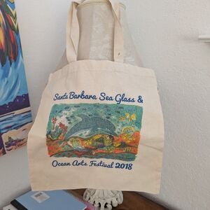 Source Unknown Canvas Tote Bag with Ocean Festival Design